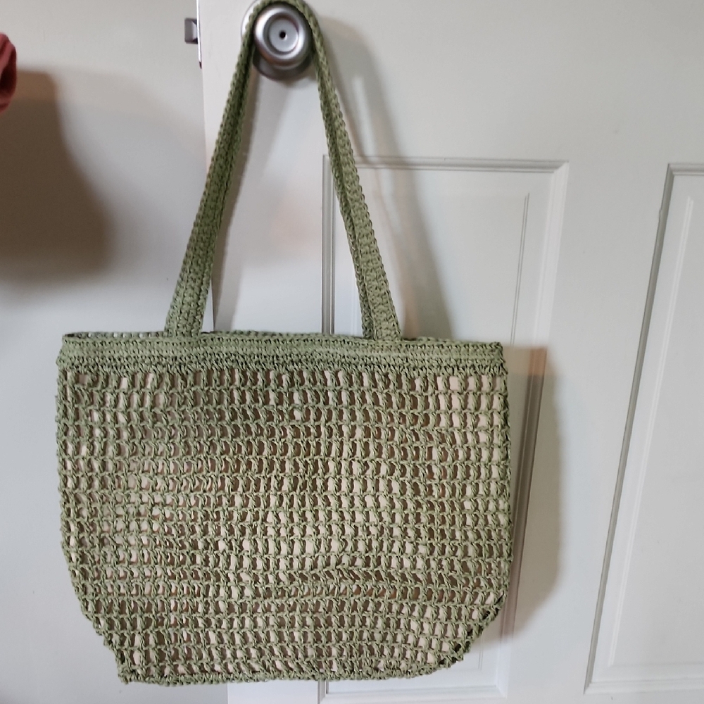 Madewell Olive Woven Tote Bag